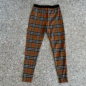 Burberry Check Stretch Jersey Leggings, Size Medium
